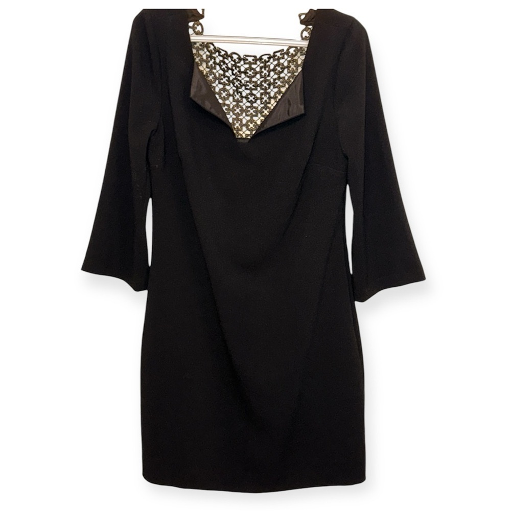 Trina Turk Black Dress with Metallic Lace Back